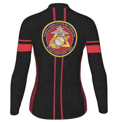 Custom Marine Corps Women's Winter Thermal Fleece Cycling Jersey Long Sleeve
