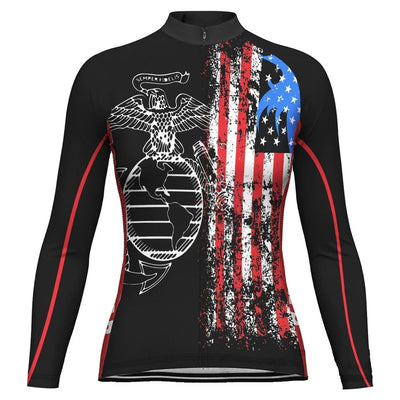 Custom Marine Corps Women's Winter Thermal Fleece Cycling Jersey Long Sleeve