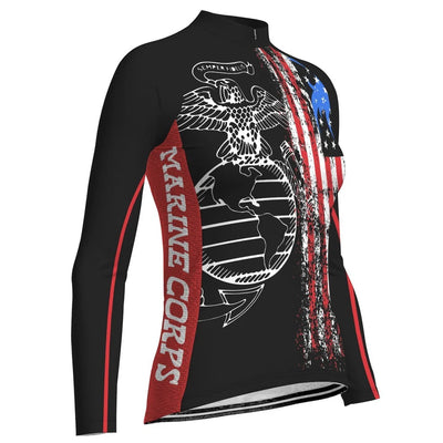 Custom Marine Corps Women's Winter Thermal Fleece Cycling Jersey Long Sleeve