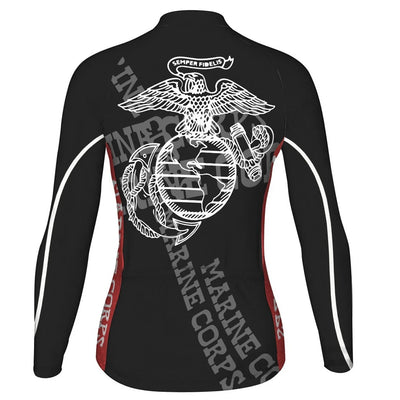 Custom Marine Corps Women's Winter Thermal Fleece Cycling Jersey Long Sleeve