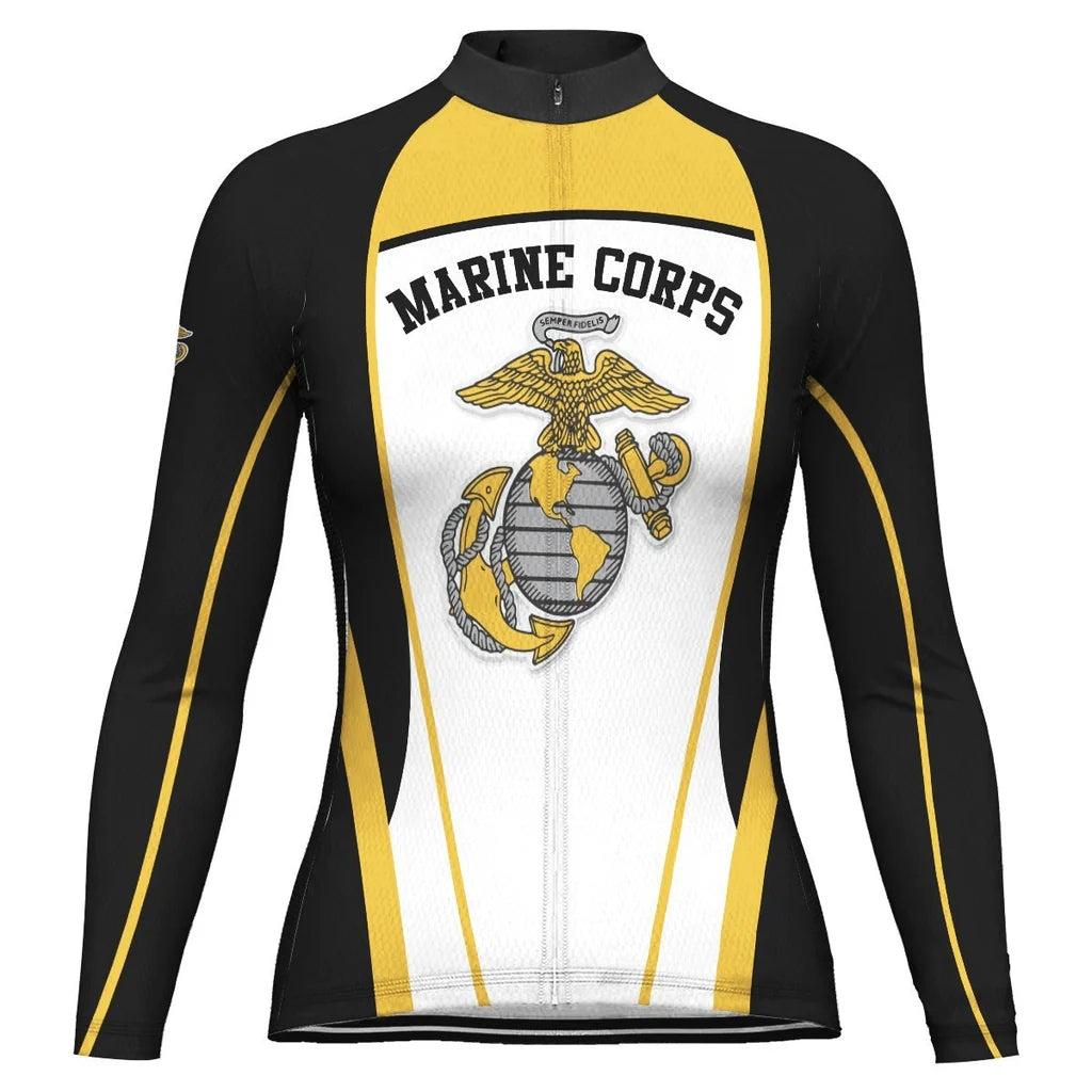 Custom Marine Corps Women's Winter Thermal Fleece Cycling Jersey Long Sleeve