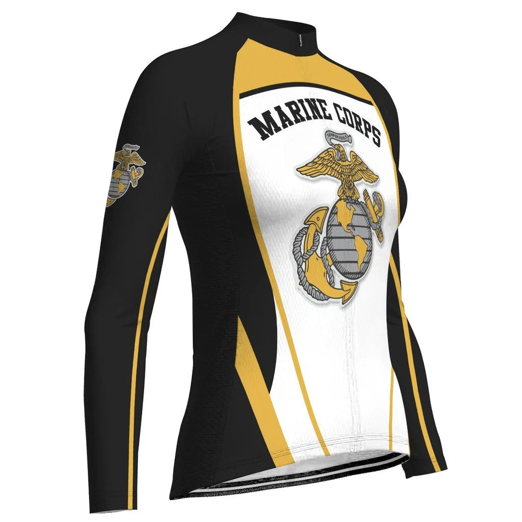 Custom Marine Corps Women's Winter Thermal Fleece Cycling Jersey Long Sleeve