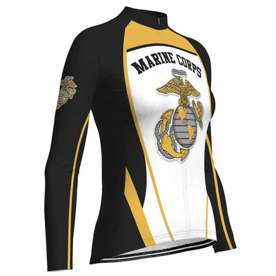 Custom Marine Corps Women's Winter Thermal Fleece Cycling Jersey Long Sleeve