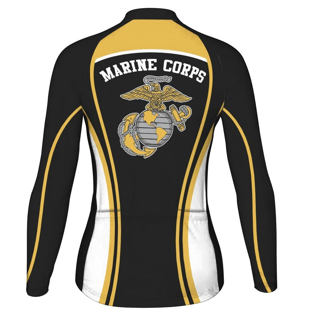 Custom Marine Corps Women's Winter Thermal Fleece Cycling Jersey Long Sleeve