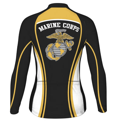 Custom Marine Corps Women's Winter Thermal Fleece Cycling Jersey Long Sleeve