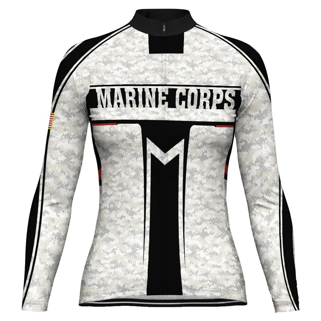 Custom Marine Corps Women's Winter Thermal Fleece Cycling Jersey Long Sleeve