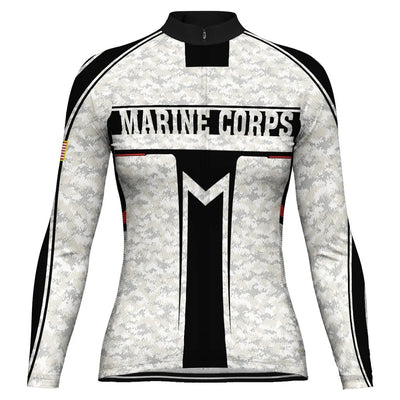 Custom Marine Corps Women's Winter Thermal Fleece Cycling Jersey Long Sleeve
