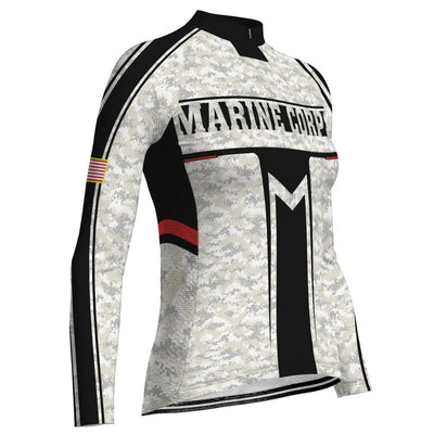 Custom Marine Corps Women's Winter Thermal Fleece Cycling Jersey Long Sleeve