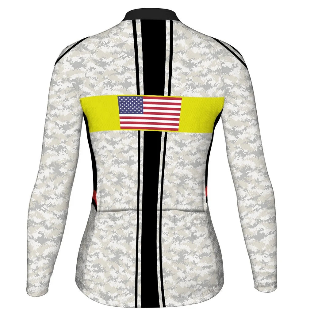 Custom Marine Corps Women's Winter Thermal Fleece Cycling Jersey Long Sleeve