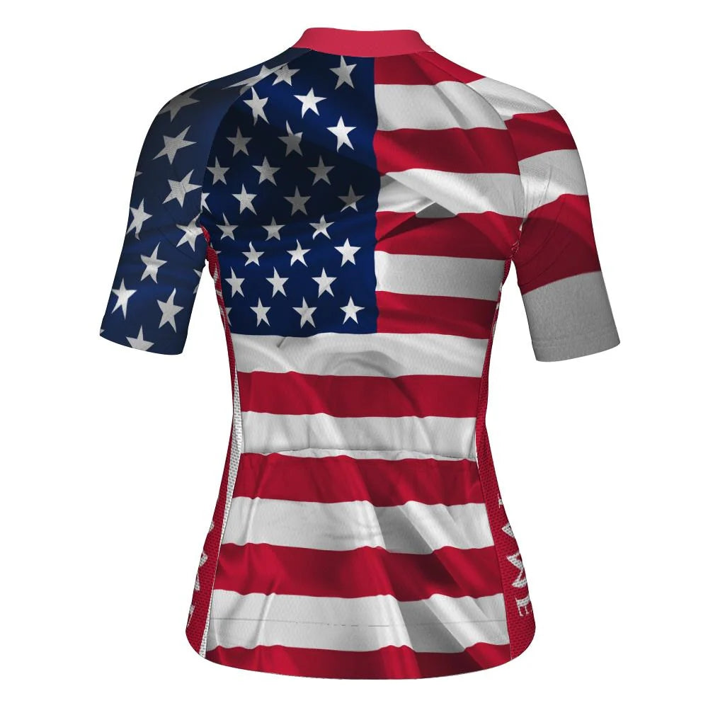 Customize Usa Women's Cycling Jersey Short Sleeve