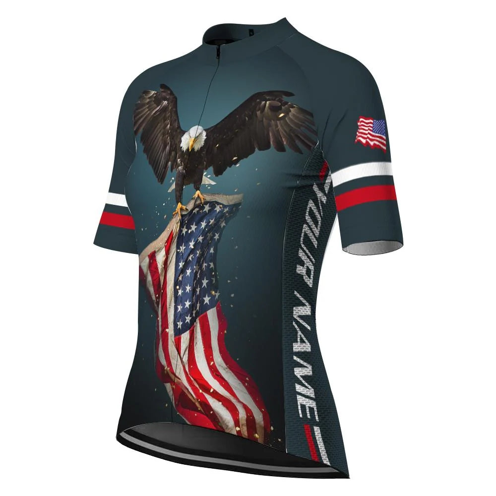 Customize Usa Women's Cycling Jersey Short Sleeve