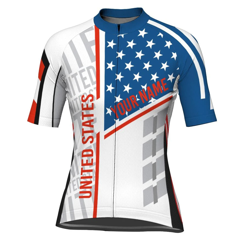 Customize Usa Women's Cycling Jersey Short Sleeve