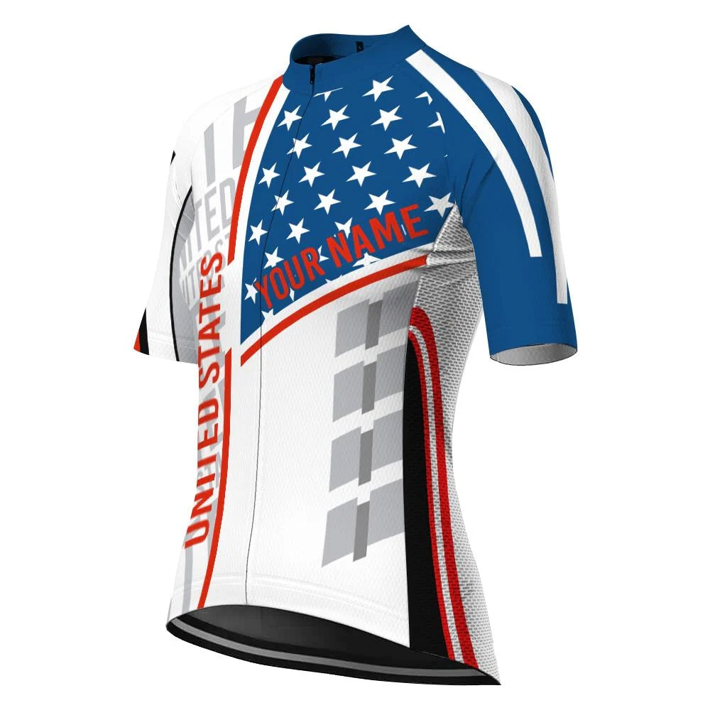 Customize Usa Women's Cycling Jersey Short Sleeve