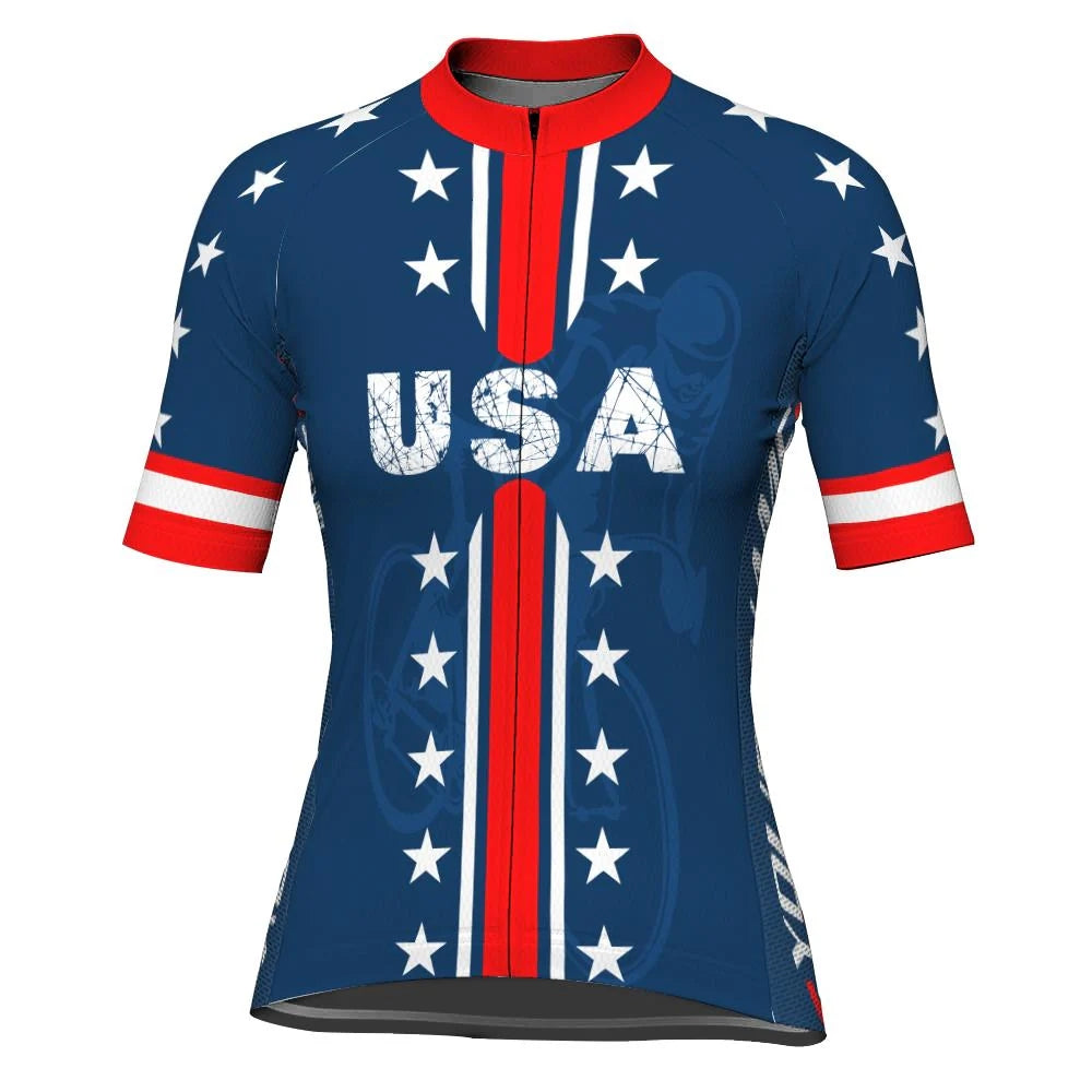 Customize Usa Women's Cycling Jersey Short Sleeve