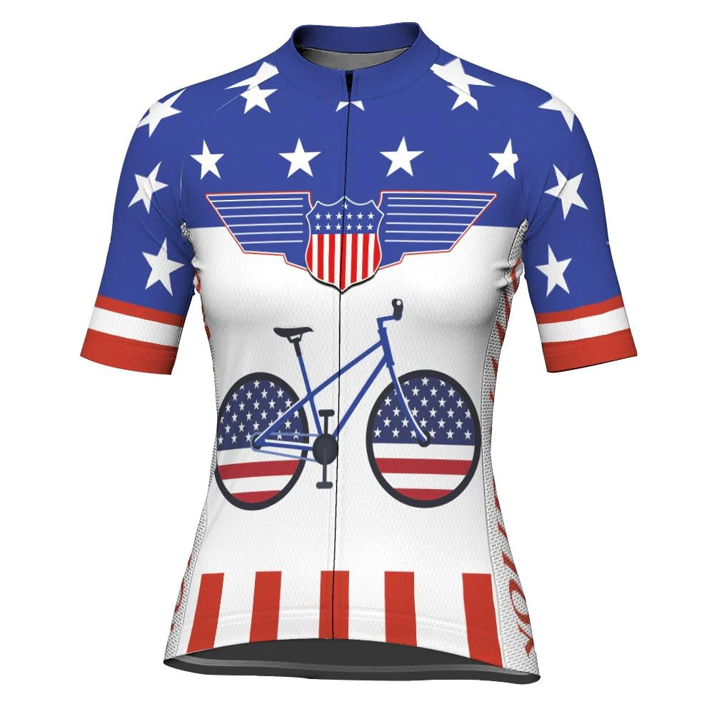 Customize Usa Women's Cycling Jersey Short Sleeve