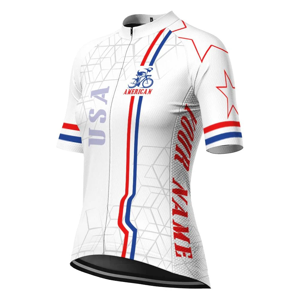 Customize Usa Women's Cycling Jersey Short Sleeve