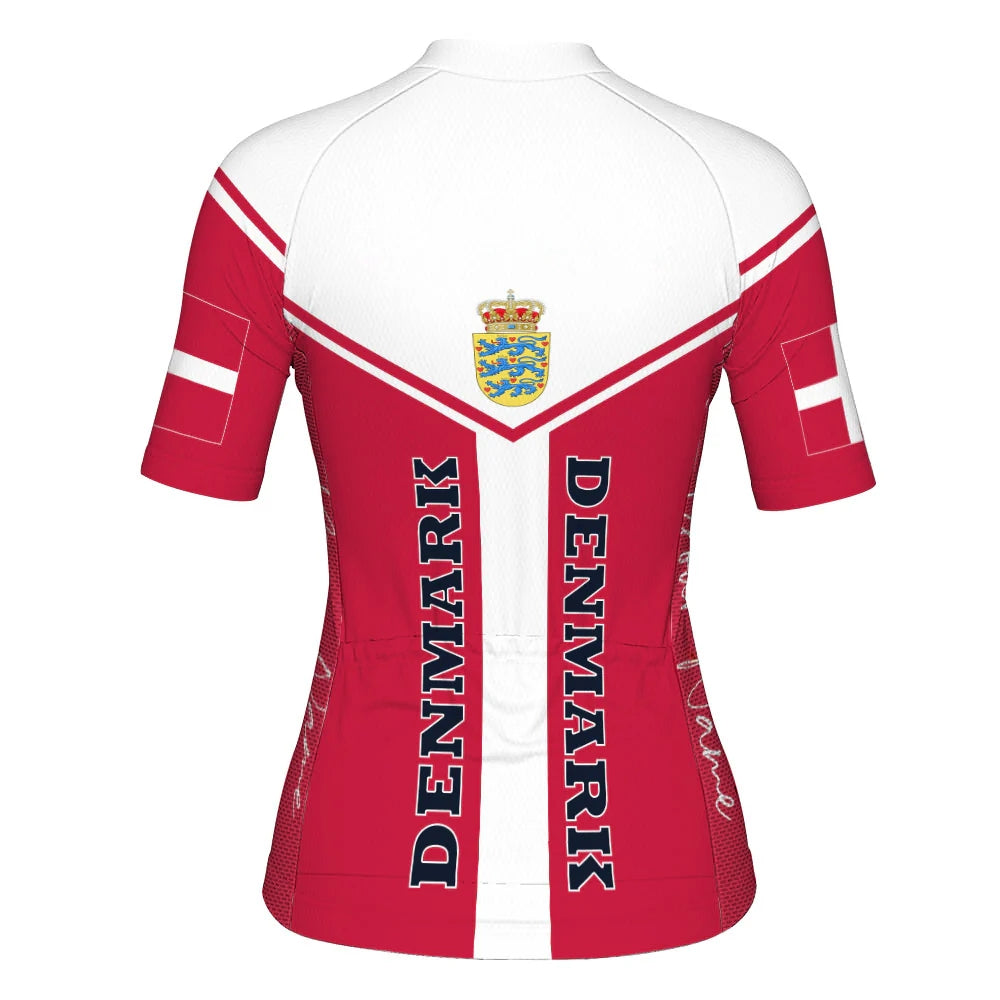 Customized Denmark Women's Cycling Jersey Short Sleeve