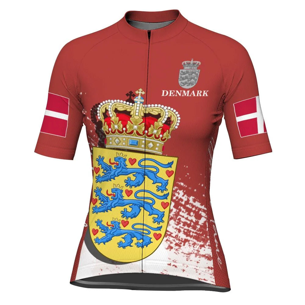 Customized Denmark Women's Cycling Jersey Short Sleeve