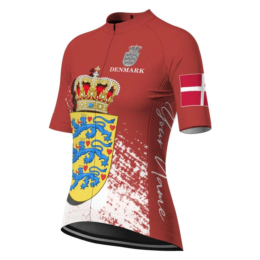 Customized Denmark Women's Cycling Jersey Short Sleeve