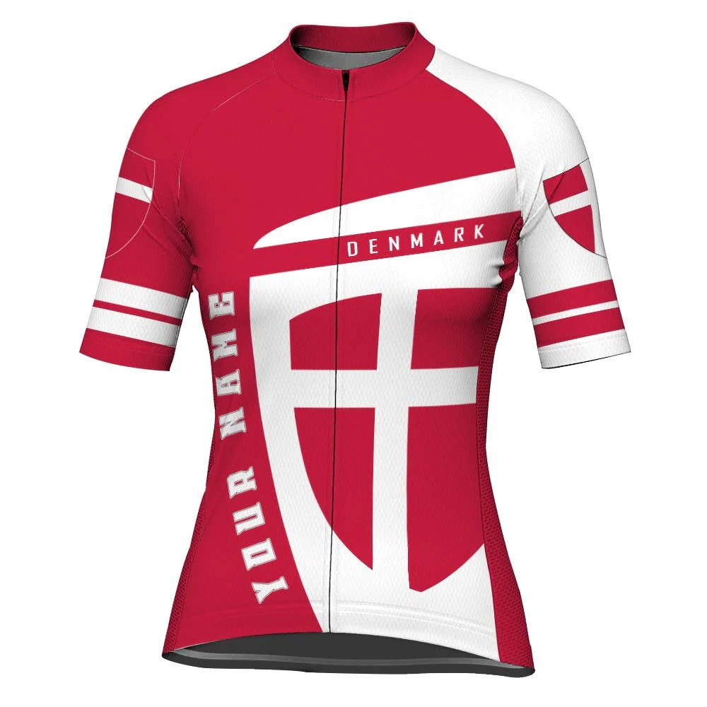 Customized Denmark Women's Cycling Jersey Short Sleeve