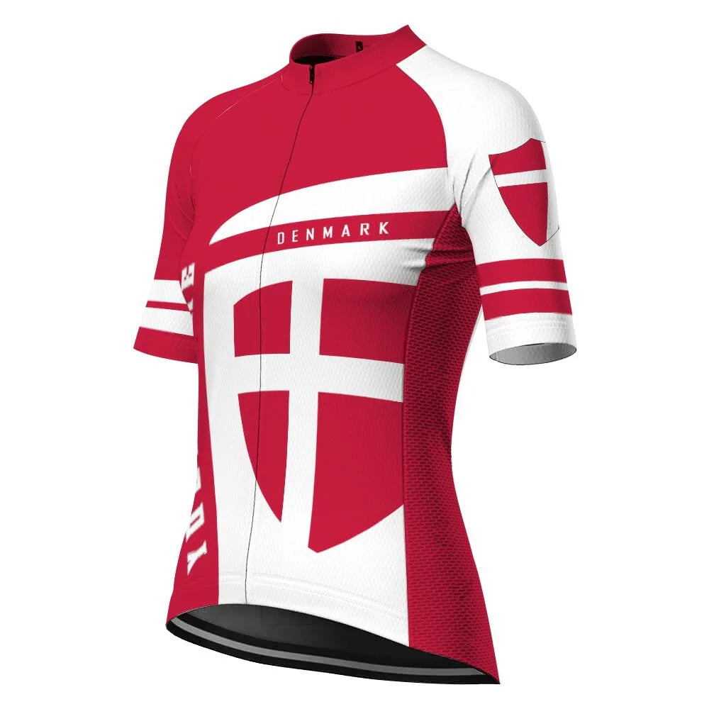 Customized Denmark Women's Cycling Jersey Short Sleeve