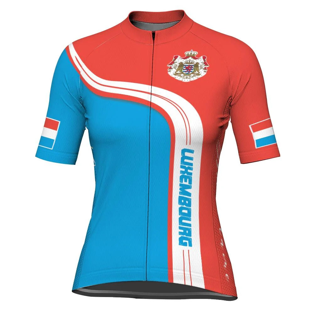 Customized Luxembourg Women's Cycling Jersey Short Sleeve