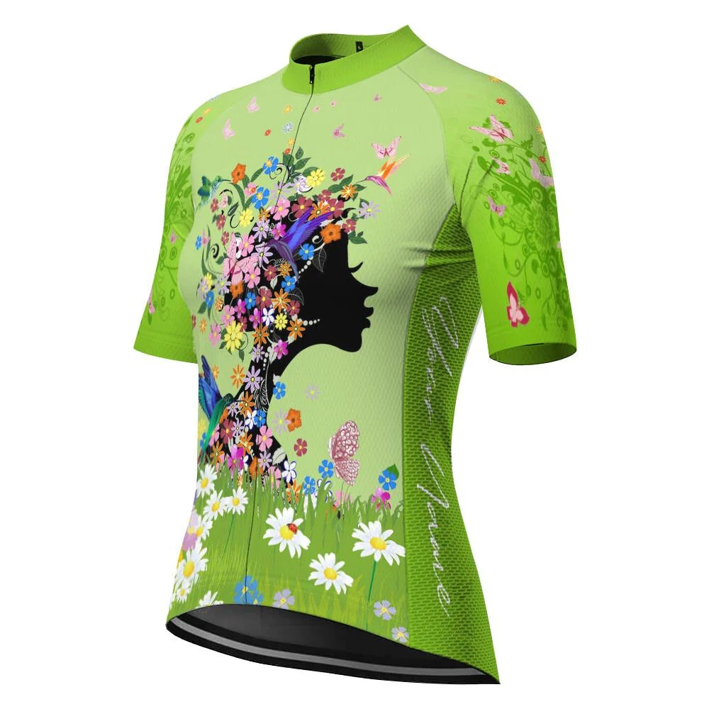 Customized Flower Women's Cycling Jersey Short Sleeve
