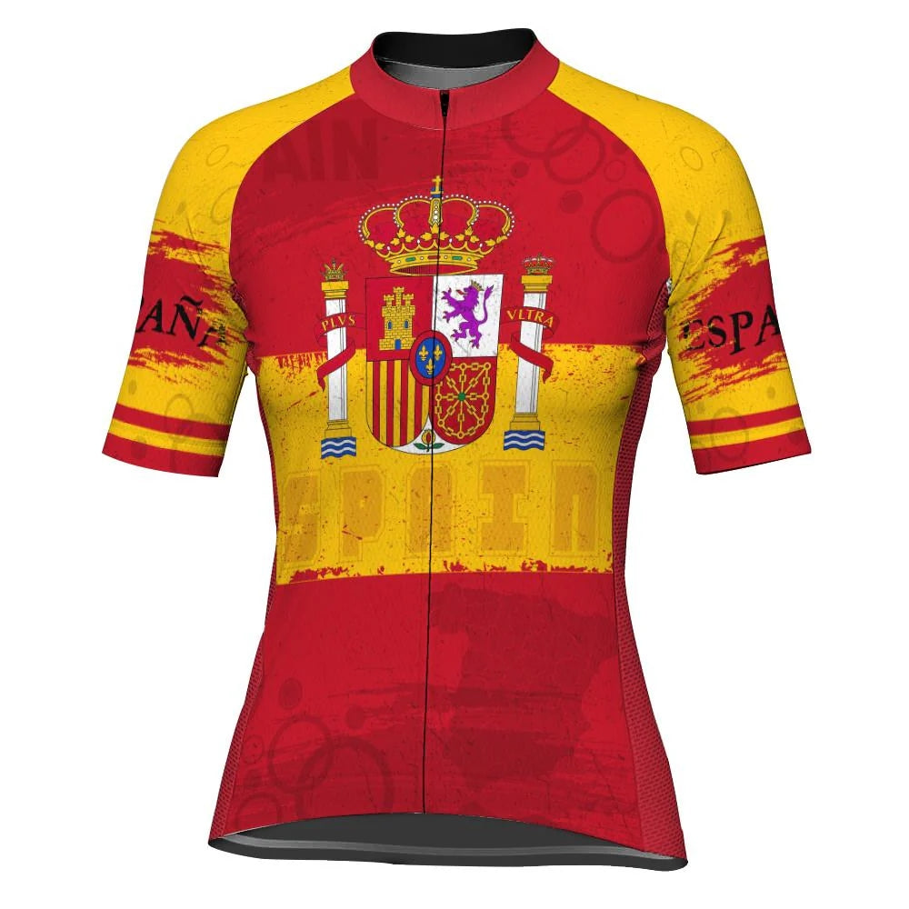 Customized Spain Women's Cycling Jersey Short Sleeve