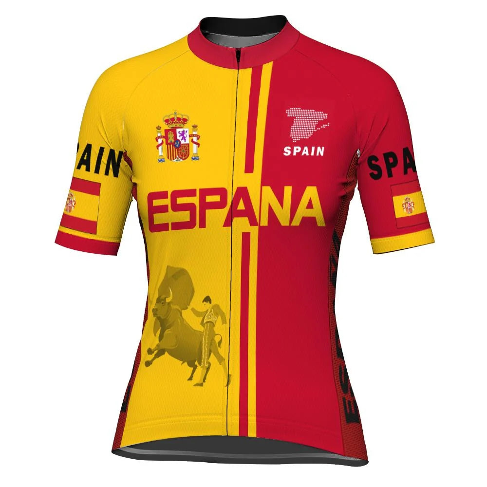 Customized Spain Women's Cycling Jersey Short Sleeve