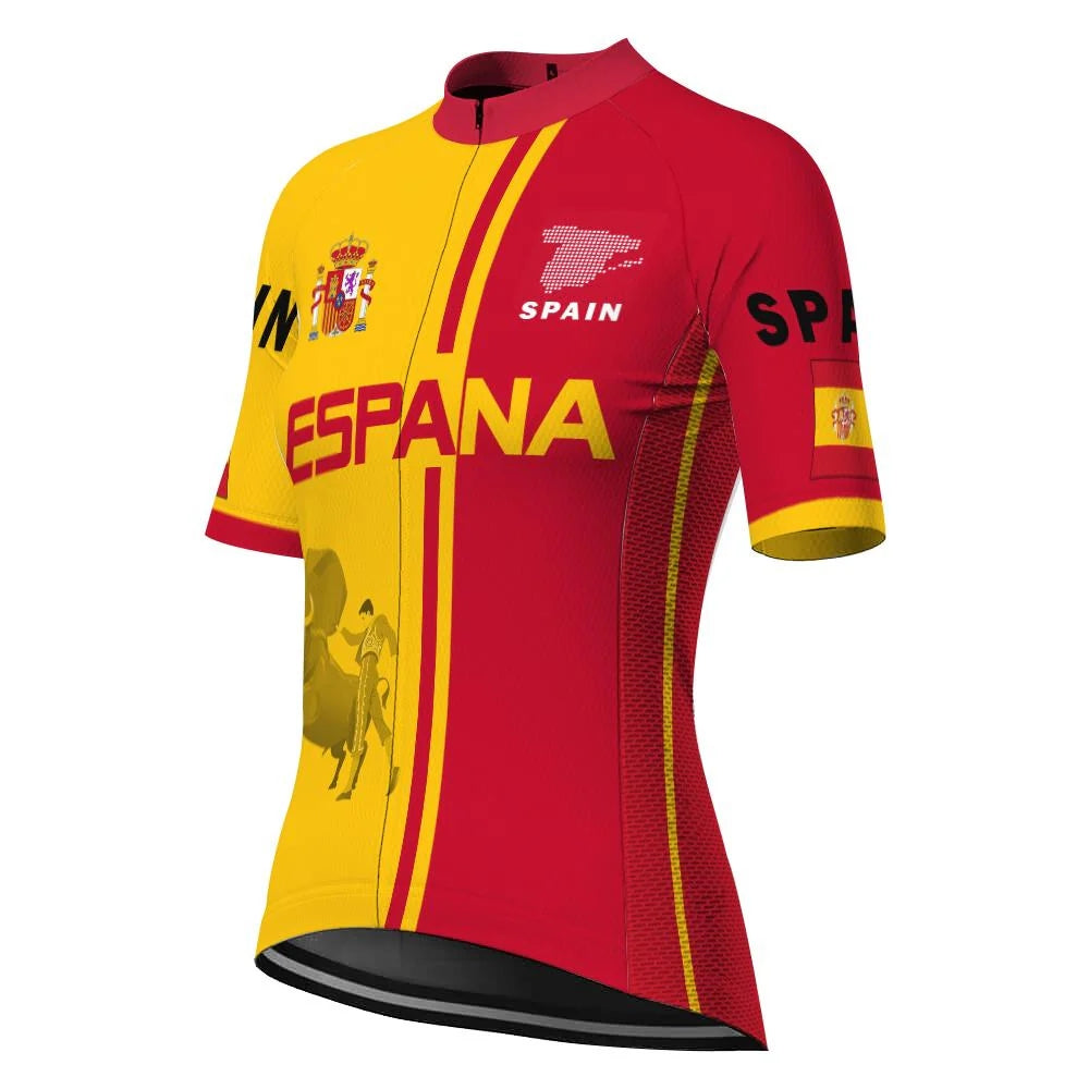 Customized Spain Women's Cycling Jersey Short Sleeve