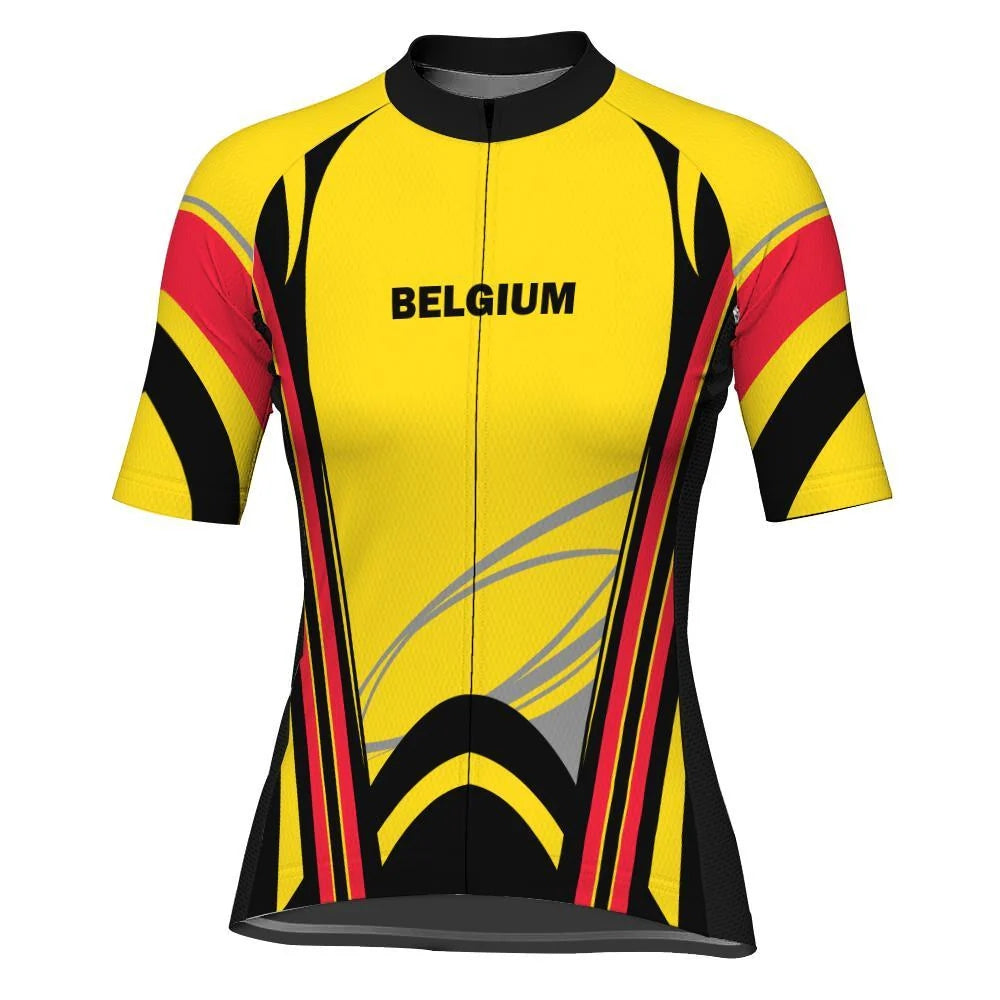 Customized Belgium Women's Cycling Jersey Short Sleeve