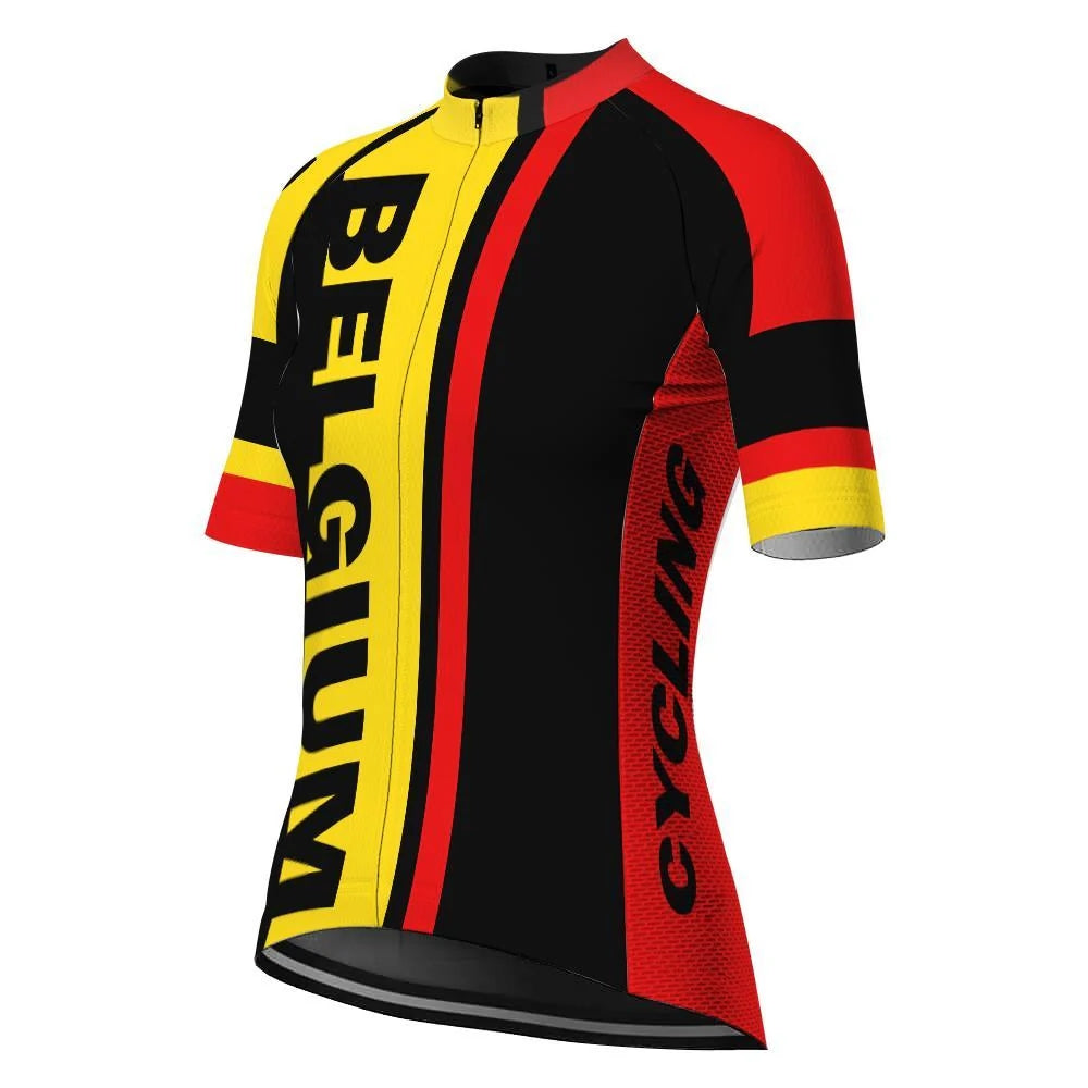 Customized Belgium Women's Cycling Jersey Short Sleeve