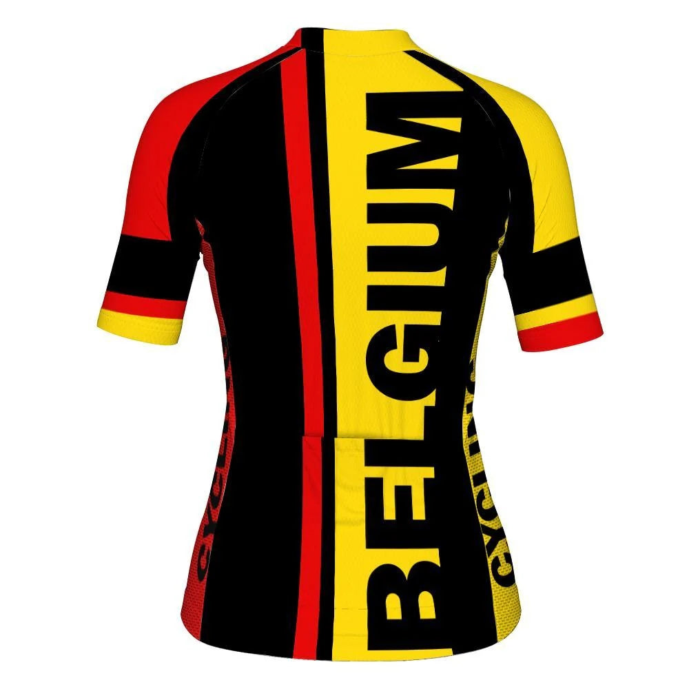 Customized Belgium Women's Cycling Jersey Short Sleeve