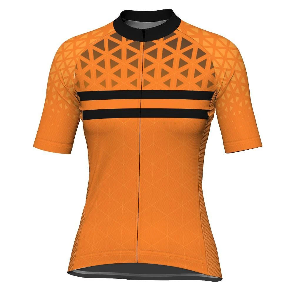 Customized Orange Women's Cycling Jersey Short Sleeve