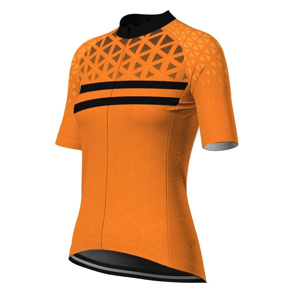 Customized Orange Women's Cycling Jersey Short Sleeve
