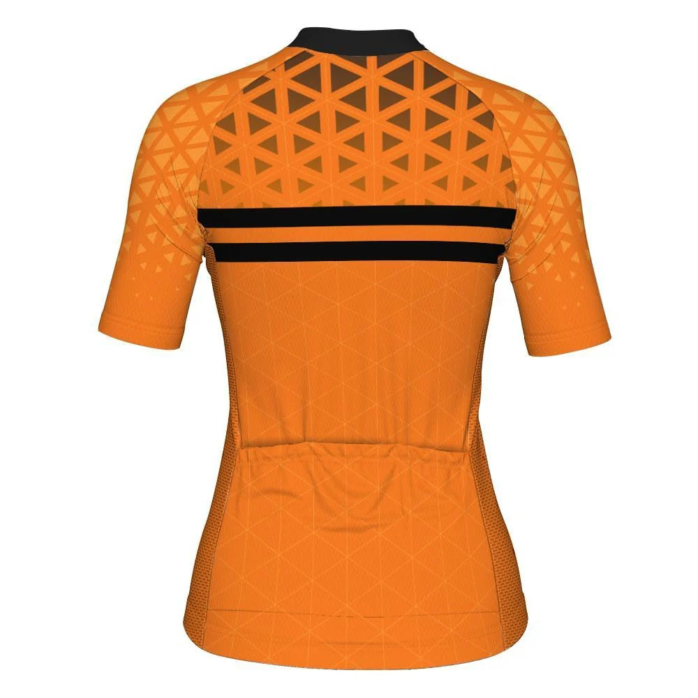 Customized Orange Women's Cycling Jersey Short Sleeve