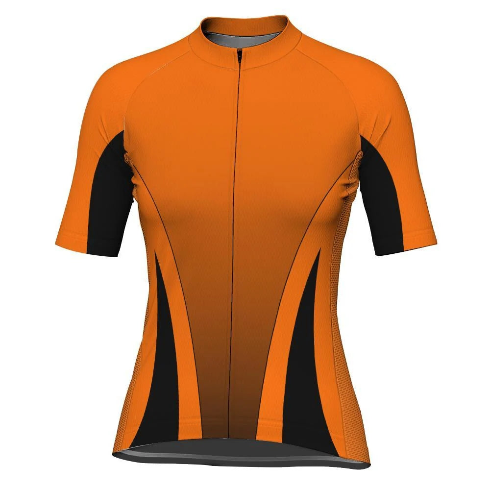 Customized Orange Women's Cycling Jersey Short Sleeve