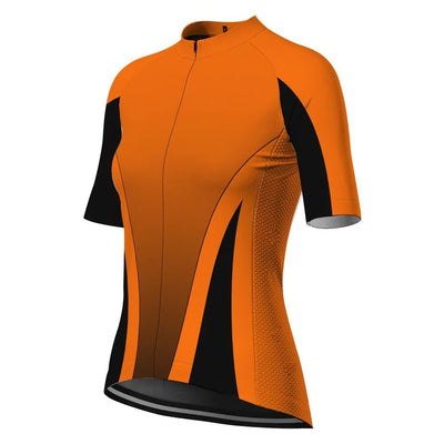 Customized Orange Women's Cycling Jersey Short Sleeve