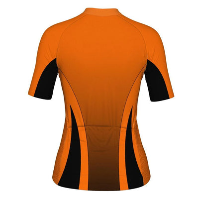 Customized Orange Women's Cycling Jersey Short Sleeve