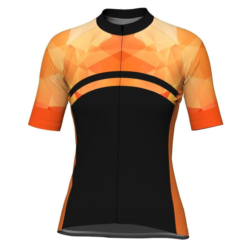 Customized Orange Women's Cycling Jersey Short Sleeve