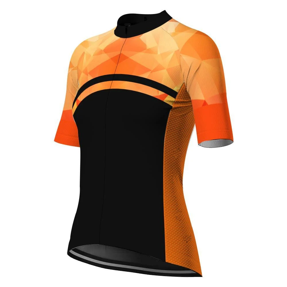 Customized Orange Women's Cycling Jersey Short Sleeve
