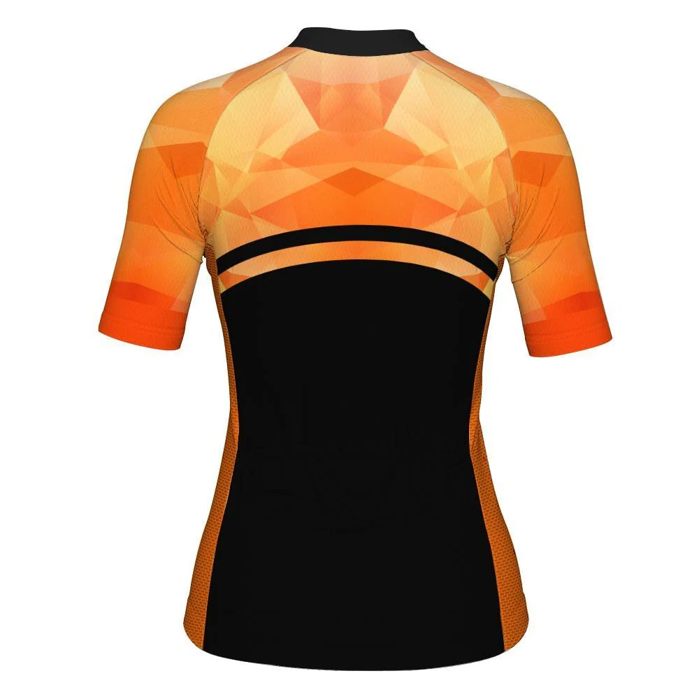 Customized Orange Women's Cycling Jersey Short Sleeve