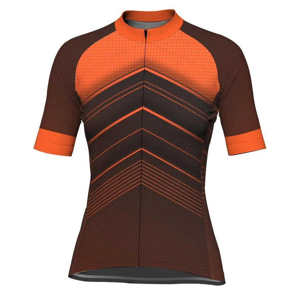 Customized Orange Women's Cycling Jersey Short Sleeve