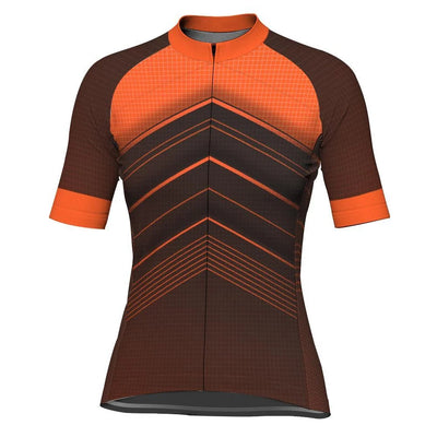 Customized Orange Women's Cycling Jersey Short Sleeve