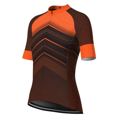 Customized Orange Women's Cycling Jersey Short Sleeve