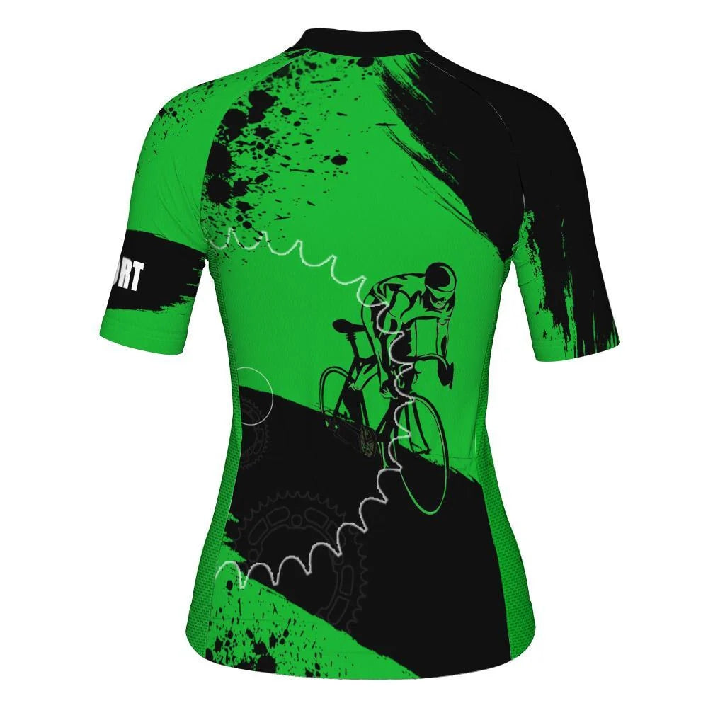 Customized Green Women's Cycling Jersey Short Sleeve