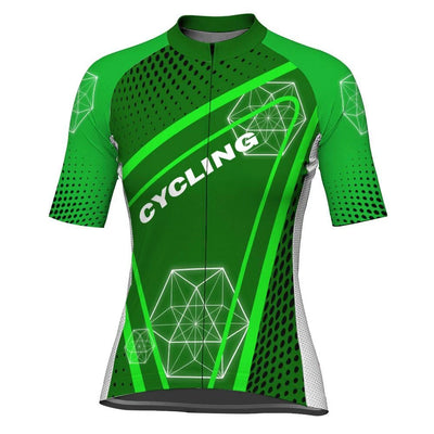 Customized Green Women's Cycling Jersey Short Sleeve