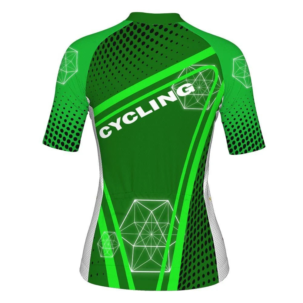 Customized Green Women's Cycling Jersey Short Sleeve