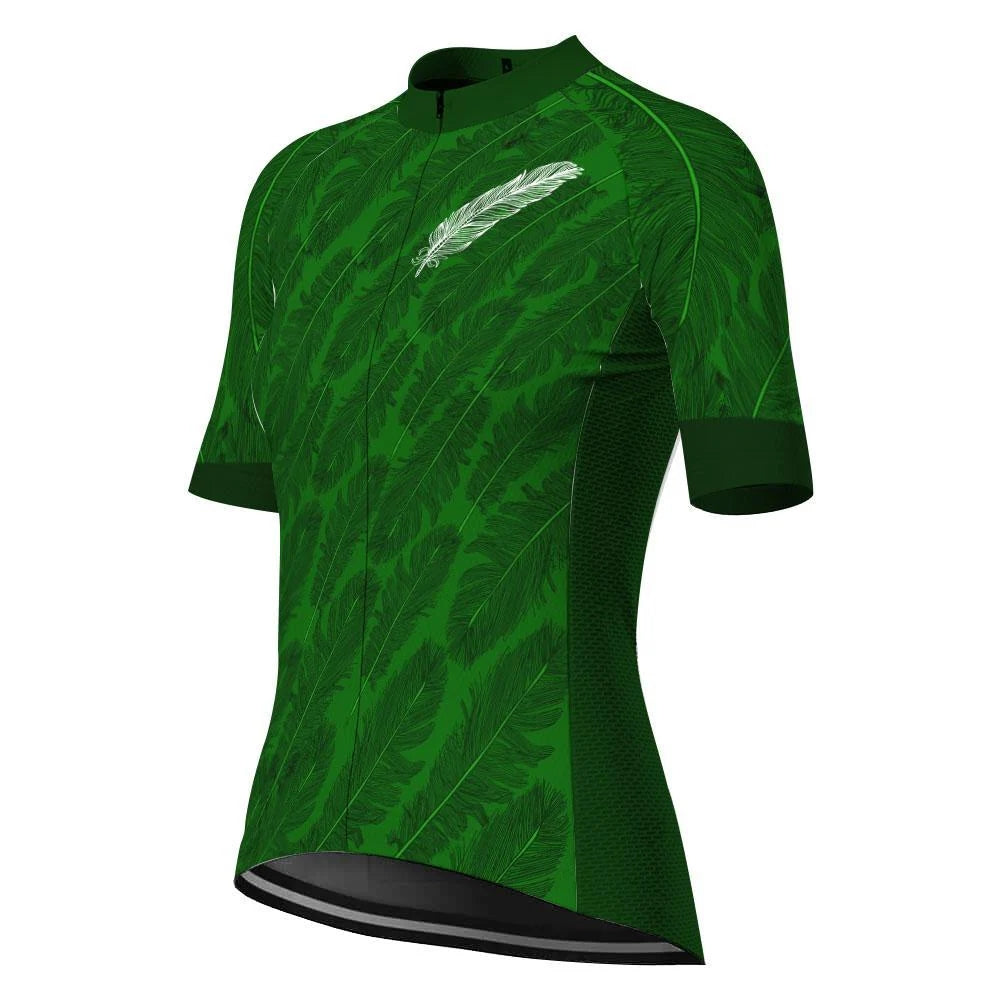 Customized Green Women's Cycling Jersey Short Sleeve