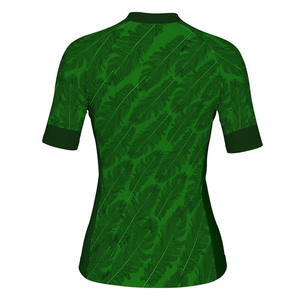 Customized Green Women's Cycling Jersey Short Sleeve